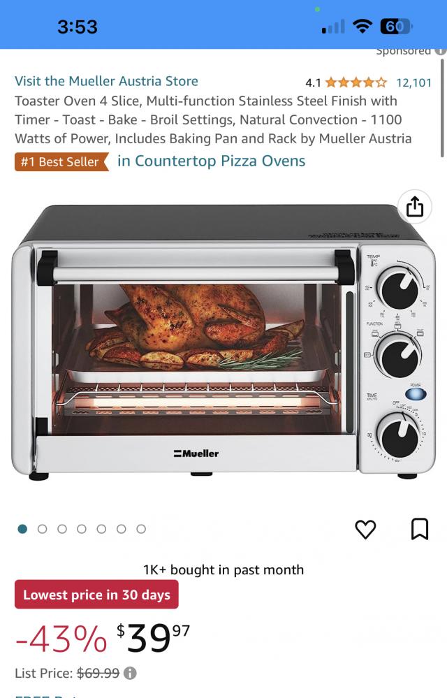 mueller toaster oven 4 Slice Multi Function Stainless Steel With