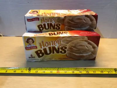 Four boxes of Little Debbie honey buns exp:02/17/2026