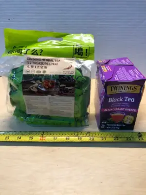 Ginseng herbal tea exp:07/22/2025, 2 boxes blackcurrant tea 20 count each box exp:03/09/2028