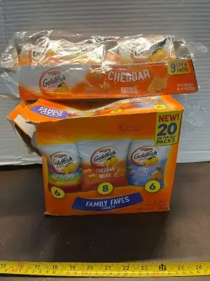 20ct variety pack gold fish & 9ct cheddar gold fish (both opened) exp 03/26 , 02/26