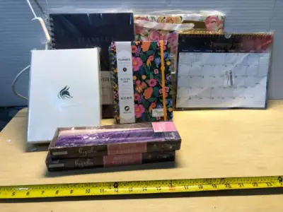 Clever fox planner, large planner, planner, happy birthday gift bag , 2 boxes of purple advent candles , desk calendar