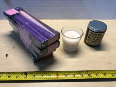 4 boxes of advent candles , glade candle , bad bunny candle