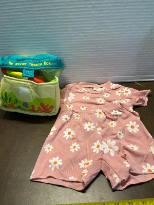 baby toy tackle box & 0-6m girls outfit