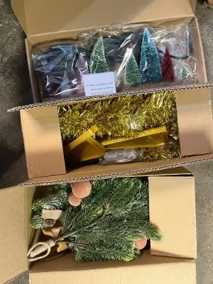 2 Christmas trees & decor