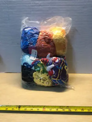 6 assorted stuffed animals