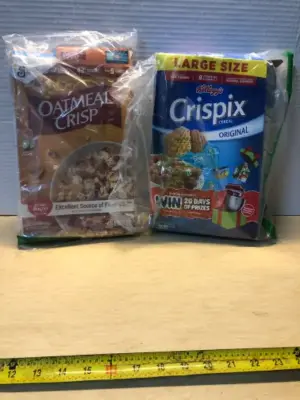 Box oatmeal crisp exp:01/25/2027(opened), Crispix cereal exp10/16/2026(opened)