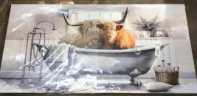2x5 highland cow in tub wall decor