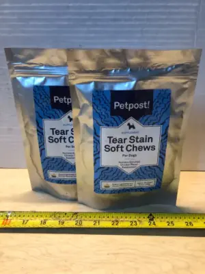 2 bags 6.9oz each year stain soft chews for dogs exp:1/28