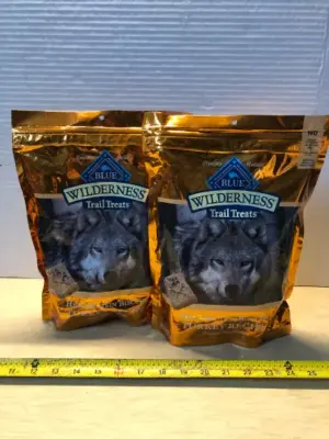 2 bags 24oz each blue wilderness dog treats exp:4/20/26