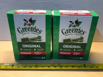2 boxes 27oz greenies dental treats exp:4/26/29
