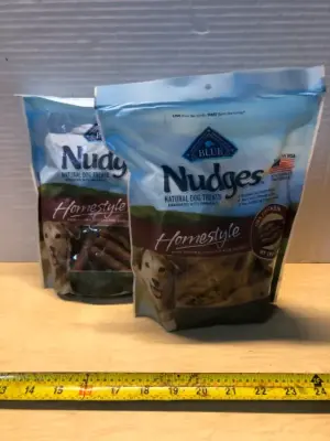 2 bags 18oz blue nudges natural dog treats exp:5/1/26