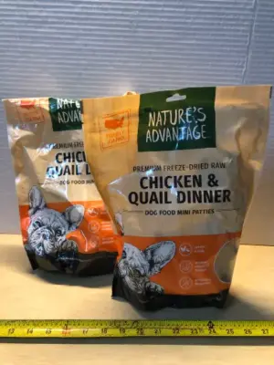 2 bags 14oz natures advantage freeze dried dog food exp:5/6/26