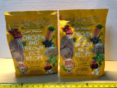 2 bags 4.4lb evangers cat and dog food exp:12/1/27