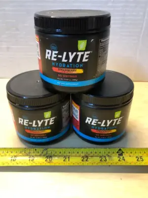 3 tubs Re-Lyte hydration dietary supplement exp:7/30