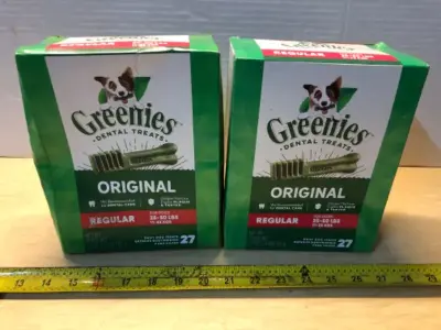 2 boxes 27oz greenies dental treats exp:4/26/29