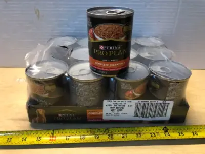12 cans purina pro plan dog food exp:5/26