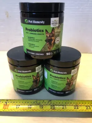 3 tubs 90 chews each probiotics gut and immune health for dogs exp:5/22/26