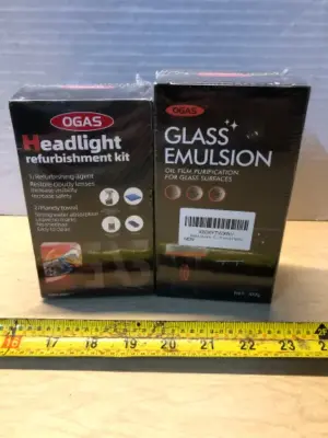 Headlight refurbishment kit , glass emulsion oil film purification for glass surfaces