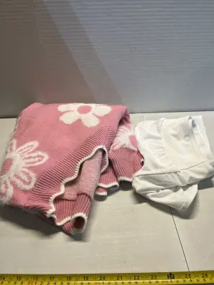 large sweater, medium swim shorts