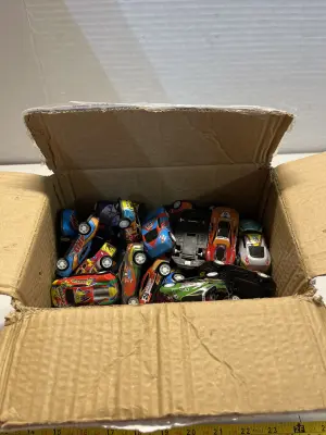 box of toy cars