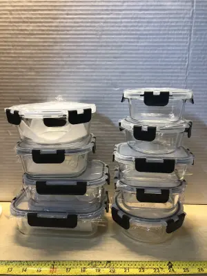 17pc glass containers with lids