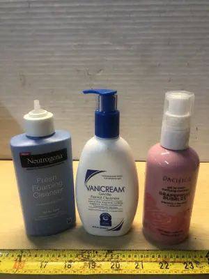 8.5oz Neutrogena cleanser, 8oz Vanicream face cleanser, 8oz Pacifica cleanser
