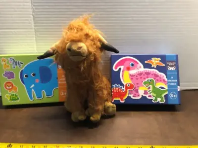 2ct children’s puzzles and cow plush