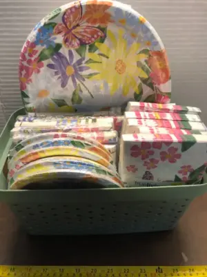 Floral long napkins, square napkins , large and small paperplates