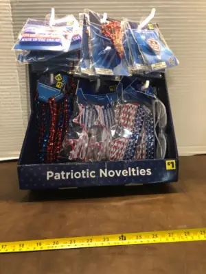 Case of patriotic novelties
