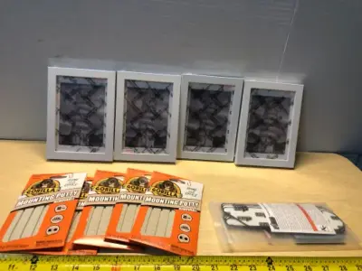 Picture frames (4), mounting putty and adhesive grippers