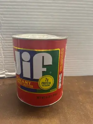 4lb jiff peanut butter can
