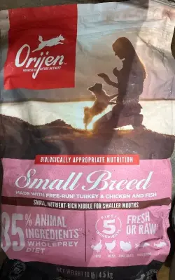 10lb Orijen small bread dog food