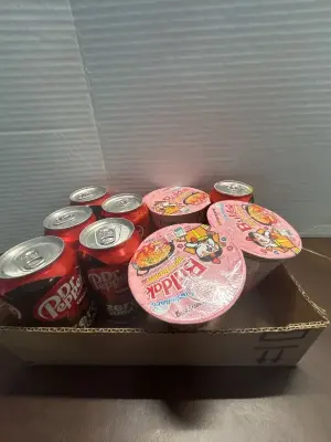 3 buldak ramen cups exp 09/2026 6 cherry dr pepper bb01/03/2026