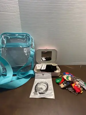 jewelry box, bag , bff necklace, lot keychains