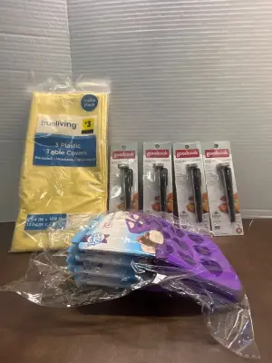 3 pack table covers, 4ct food thermometer and 4 pack candy chocolate molds
