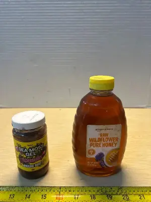 Raw wild flower honey(10/21/26) and elder berry sea moss (exp:02/20/26)