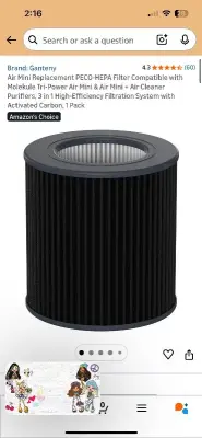 Air Mini Replacement PECO-HEPA Filter