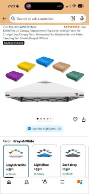 2 10x10 pop up canopy’s