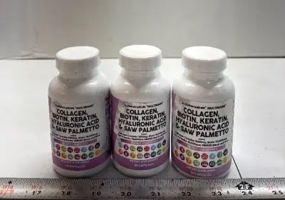 (3)90ct Collagen, biotin supplement pill exp:09/27