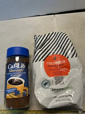 32 oz of medium roast ground coffee 150 grams if instant coffee