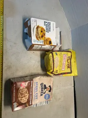 protien pancake and waffle mix, scottish oatmeal, quaker oatmeal
