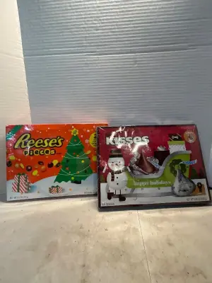 1 reeses pieces advent calendar and 1 hershey kiss advent calendar