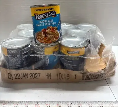 (11) Progresso Savory Beef Barley Vegtable exp:01/27