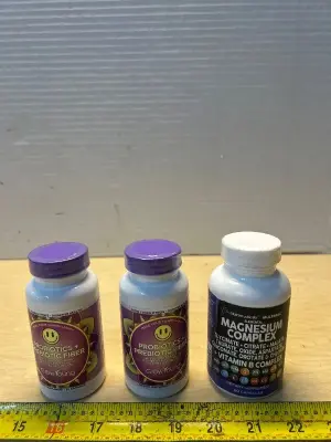 Probiotic/prebiotic fiber and magnesium complex supplements