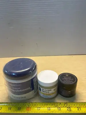 Healing ointment, skin soothing cream and tallow honey balm