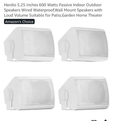 4pk 5.25” Wired Waterproof outdoor/indoor speakers