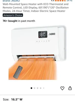 16.5” Wall Mounted Heater