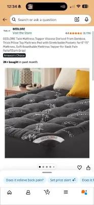 Fluffy mattress topper twin size