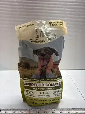 Badlands Ranch 24oz Superfood Complete dog food exp:03/27