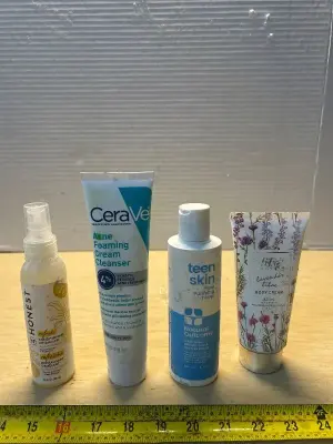 Conditioning detangler spray, facial wash, facial toner and body lotion